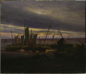Caspar David Friedrich „Schiffe im Hafen am Abend“  88 x 76 cm