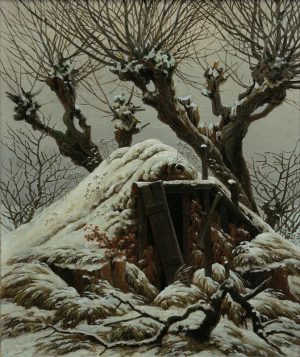 Caspar David Friedrich „Verschneite Hütte“  25 x 31 cm