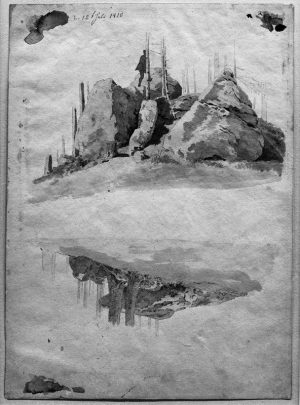 Caspar David Friedrich „Felsen und Bäume“  26 x 36 cm