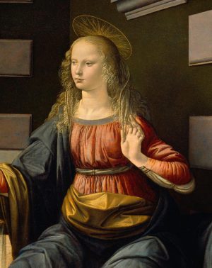 Leonardo da Vinci „Maria (Ausschnitt aus Verkündigung)“ 217 x 98 cm