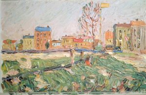 Wassily Kandinsky „Stadtlandschaft Sonniger Tag Schwabing“ 26 x 17 cm
