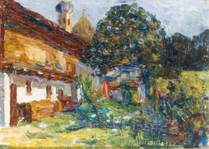 Wassily Kandinsky „Kochel Bauernhaus Mit Kirche“ 32 x 24 cm