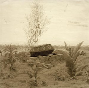 Caspar David Friedrich „Sarg auf einem frischen Grab“  39 x 39 cm