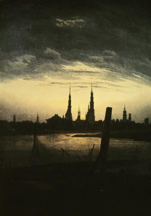 Caspar David Friedrich „Stadt bei Mondaufgang“  32 x 45 cm