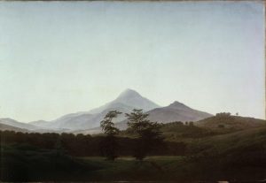 Caspar David Friedrich „Böhmische Landschaft mit dem großen und kleinen Milleschaue“  104 x 70 cm