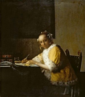 Jan Vermeer „Briefschreiberin in Gelb“ 40 x 46 cm