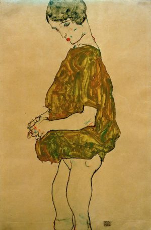 Egon Schiele „Stehende mit gefalteten Händen“ 31 x 48 cm