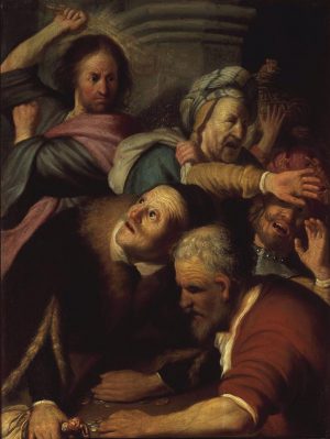 Rembrandt “Jesus treibt die Wechsler aus dem Tempel“ 33 x 43 cm