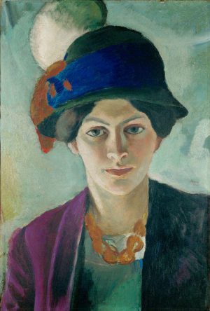 August Macke „Frau des Künstlers mit Hut“ 34 x 50 cm
