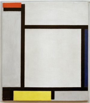 Piet Mondrian „Komposition mit Rot Blau Schwarz Gelb und Grau“ 35 x 39 cm