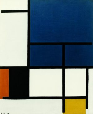 Piet Mondrian „Komposition mit großer blauer Fläche Rot Schwarz Gelb un“ 50 x 60 cm