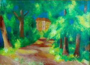 August Macke „Rotes Haus im Park“ 82 x 60 cm