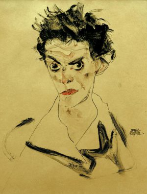 Egon Schiele „Selbstbildnis Schulterbüste“ 25 x 35 cm