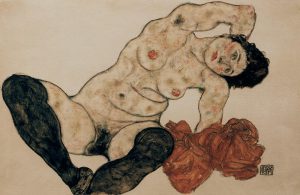 Egon Schiele „Liegender Akt mit Handtuch“ 46 x 29 cm
