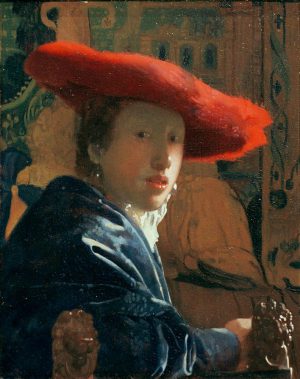 Jan Vermeer „Mädchen mit rotem Hut“ 18 x 23 cm