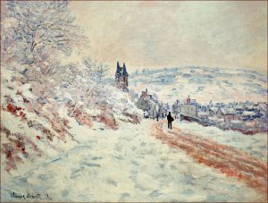 Claude Monet „Die Straße nach Vetheuil  Schneestimmung“ 81 x 61 cm