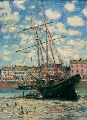 Claude Monet „Auf Kiel gelegtes Schiff in Fecamp“ 60 x 82 cm