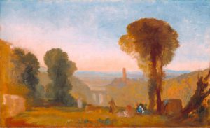 William Turner „Italienische Landschaft mit Brücke und Turm“ 60 x 98 cm