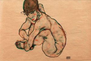 Egon Schiele „Kauernder Mädchenakt“ 48 x 31 cm