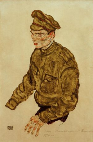 Egon Schiele „Kriegsgefangener russischer Offizier“ 31 x 47 cm