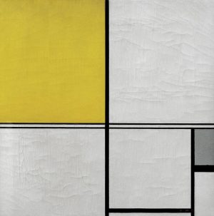 Piet Mondrian „Komposition mit Doppellinie und Gelb und Grau“ 50 x 50 cm