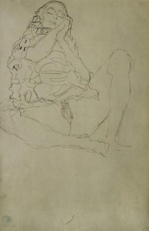 Gustav Klimt „Sitzender Halbakt mit geschlossenen Augen“ 37 x 57 cm
