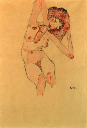 Egon Schiele „Sitzender Frauenakt mit geneigtem Kopf“ 31 x 45 cm