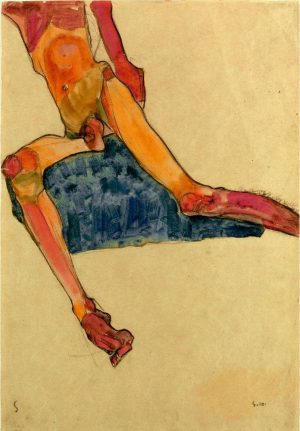 Egon Schiele „Sitzender männlicher Torso“ 32 x 45 cm