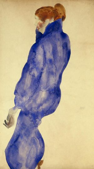 Egon Schiele „Frau in einem blauen Kleid“ 29 x 48 cm