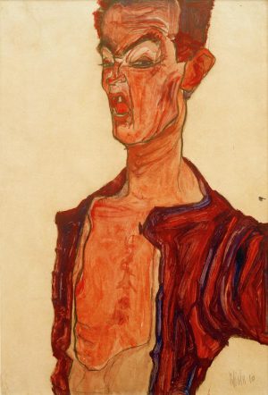 Egon Schiele „Selbstdarstellung grimassierend“ 31 x 45 cm