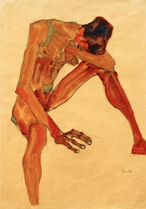 Egon Schiele „Sitzender Männerakt“ 30 x 44 cm