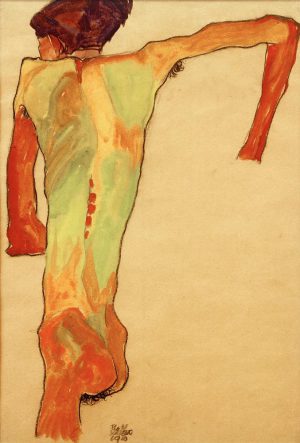 Egon Schiele „Sich aufstützender Rückenakt“ 30 x 45 cm