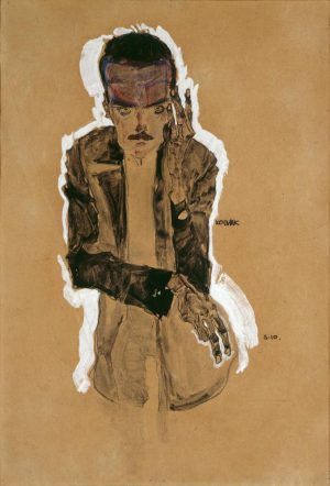 Egon Schiele „Bildnis Eduard Kosmack mit erhobener linker Hand“ 31 x 45 cm