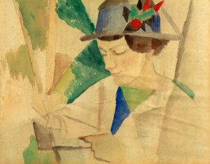 August Macke „Die Frau des Malers, lesend“ 30 x 24 cm