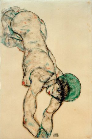 Egon Schiele „Frauenakt mit grüner Haube“ 49 x 32 cm