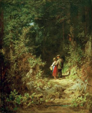 Spitzweg Carl „Liebespaar im Walde“ 25 x 31 cm