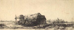 Rembrandt “Die Hütte und der Heuschober“ 32 x 12.9 cm
