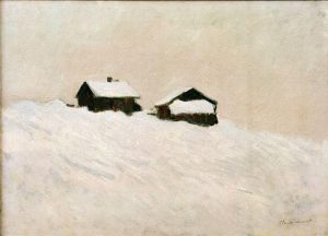 Claude Monet „Häuser im Schnee in Norwegen“ 84 x 61 cm