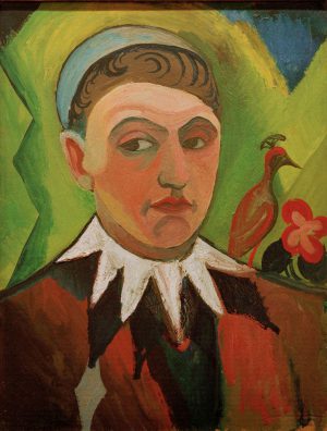 August Macke „Clown, karikiertes Selbstbildnis“ 41 x 53 cm