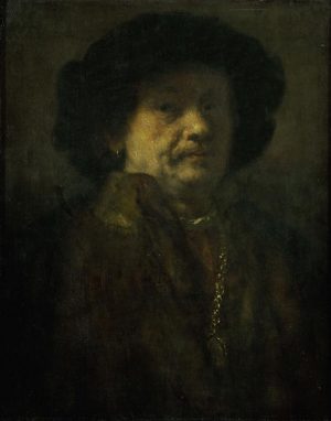Rembrandt “Rembrandt Selbstbildnis im Pelz mit Kette und Ohrring“ 53 x 66 cm