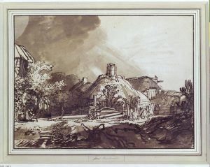 Rembrandt “Häuser unter gewittrigem Himmel“ 24.5 x 18.2 cm