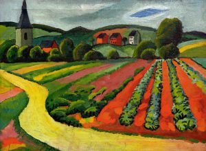 August Macke „Landschaft mit Kirche und Weg“ 62 x 46 cm