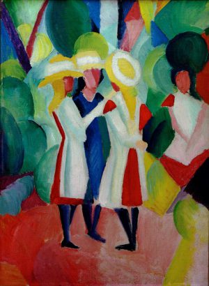 August Macke „Drei Mädchen mit gelben Strohhüten I“ 48 x 66 cm