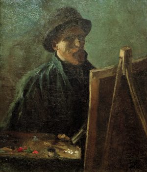 Vincent van Gogh “Selbstbildnis mit dunklem Fellhut vor der Staffelei” 46,5 x 38,5 cm