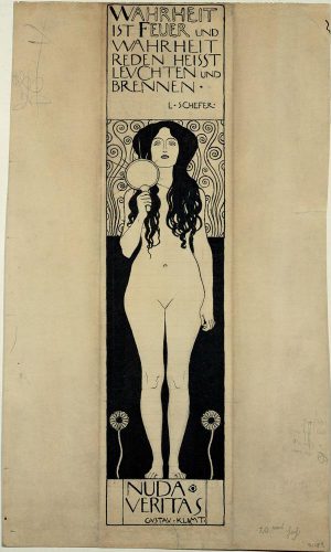 Gustav Klimt „Nuda Veritas (Zeichnung)“ 10 x 41 cm