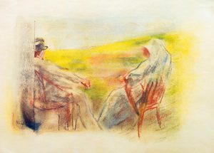 Max Liebermann „Dame und Herr vor einer Dünenlandschaft“ 35 x 26 cm