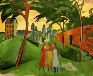 August Macke „Landschaft mit drei Mädchen“ 64 x 55 cm