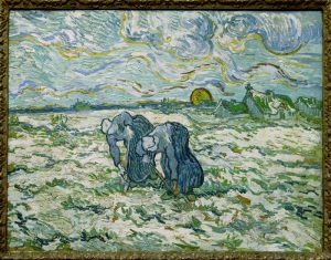 Vincent van Gogh “Zwei grabende Baeuerinnen auf schneebedecktem Feld” (Grabende) 49,3 x 64 cm