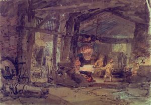 William Turner „Das Innere einer Eisengießerei“ 25 x 35 cm