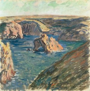 Claude Monet „La Roche Guibel an der Küste von Belle-Ile“ 60 x 60 cm